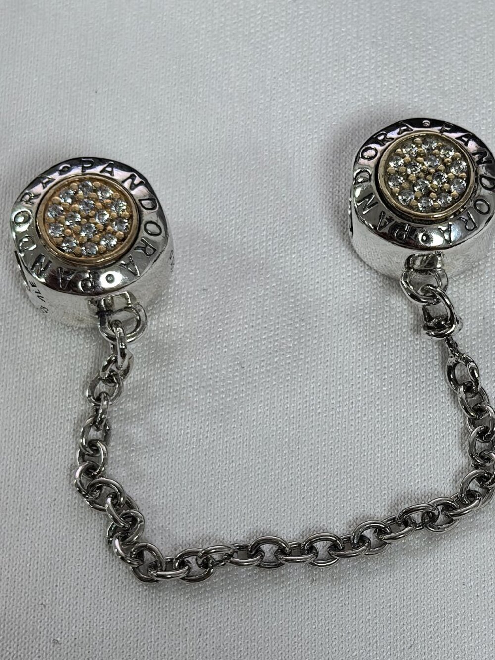 Pandora Signature Safety Chain Charm, S925 Silver Jewelry
